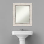 Beveled Wood Bathroom Wall Mirror - Trellis Silver Frame - Trellis Silver