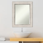 Beveled Wood Bathroom Wall Mirror - Trellis Silver Frame - Trellis Silver