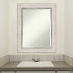Beveled Wood Bathroom Wall Mirror - Trellis Silver Frame - Trellis Silver