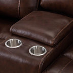 Genuine Leather Mid-century Modern Style Manual Recliners Sofa Set
