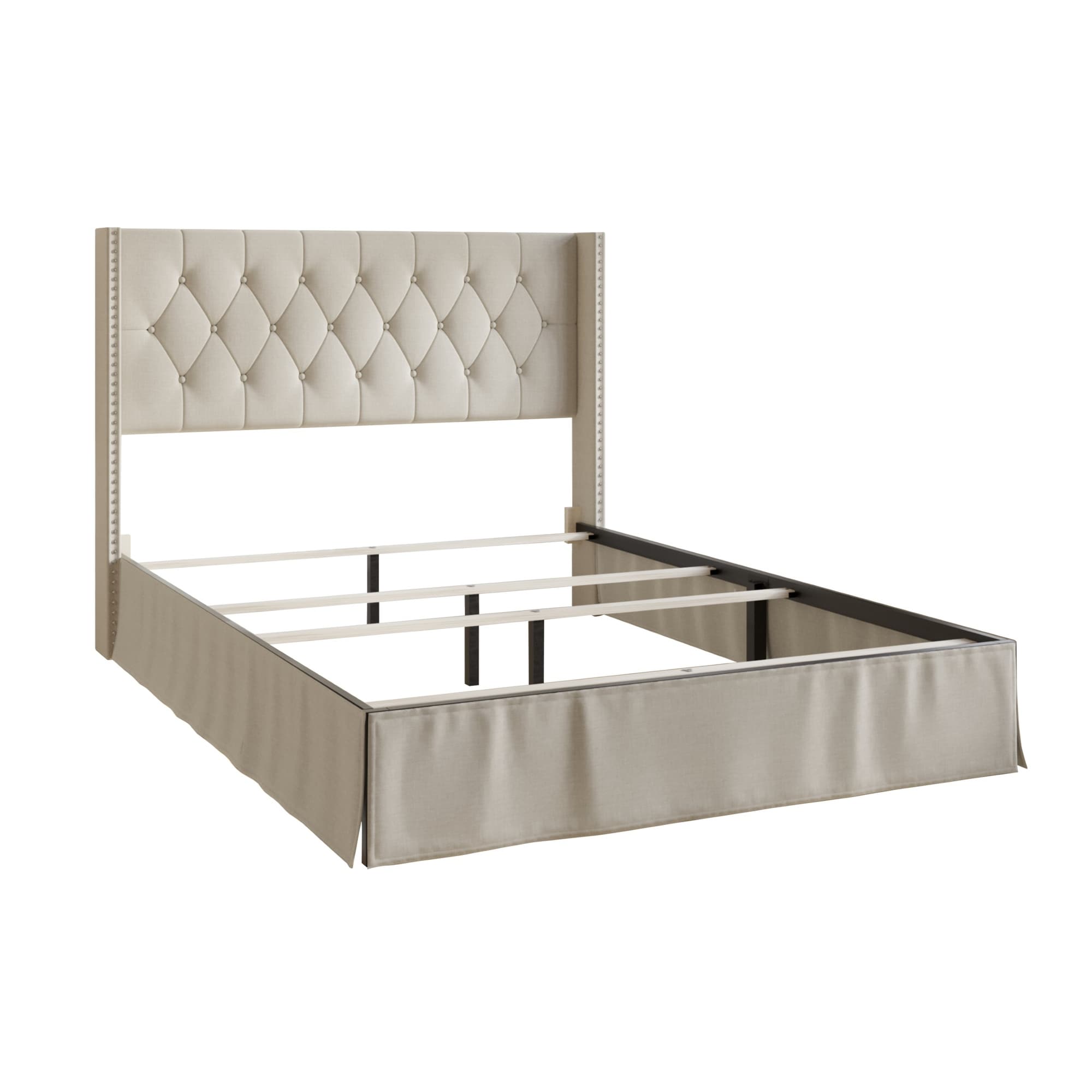 Billy Upholstered Panel Bed with 2 Nightstand