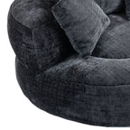 Black Oversized 42.52 Chenille Lazy Bean Bag Single Sofa with Three Pillows for Bedroom