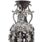 Black and Silver Floret Jeweled Stunning Vase 35 Inches Tall
