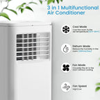 Bossin 8000BTU (Ashrae), 5000BTU（SACC) 3-in-1 Portable Air Conditioners with Remote Control,Quiet Room Portable AC Cooler - 880v