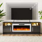 Bossin 70 Fireplace TV Stand with 36 Electric Fireplace, TV Stand for TVs Up to 80, 16 Colors LED Lights/Entertainment Center