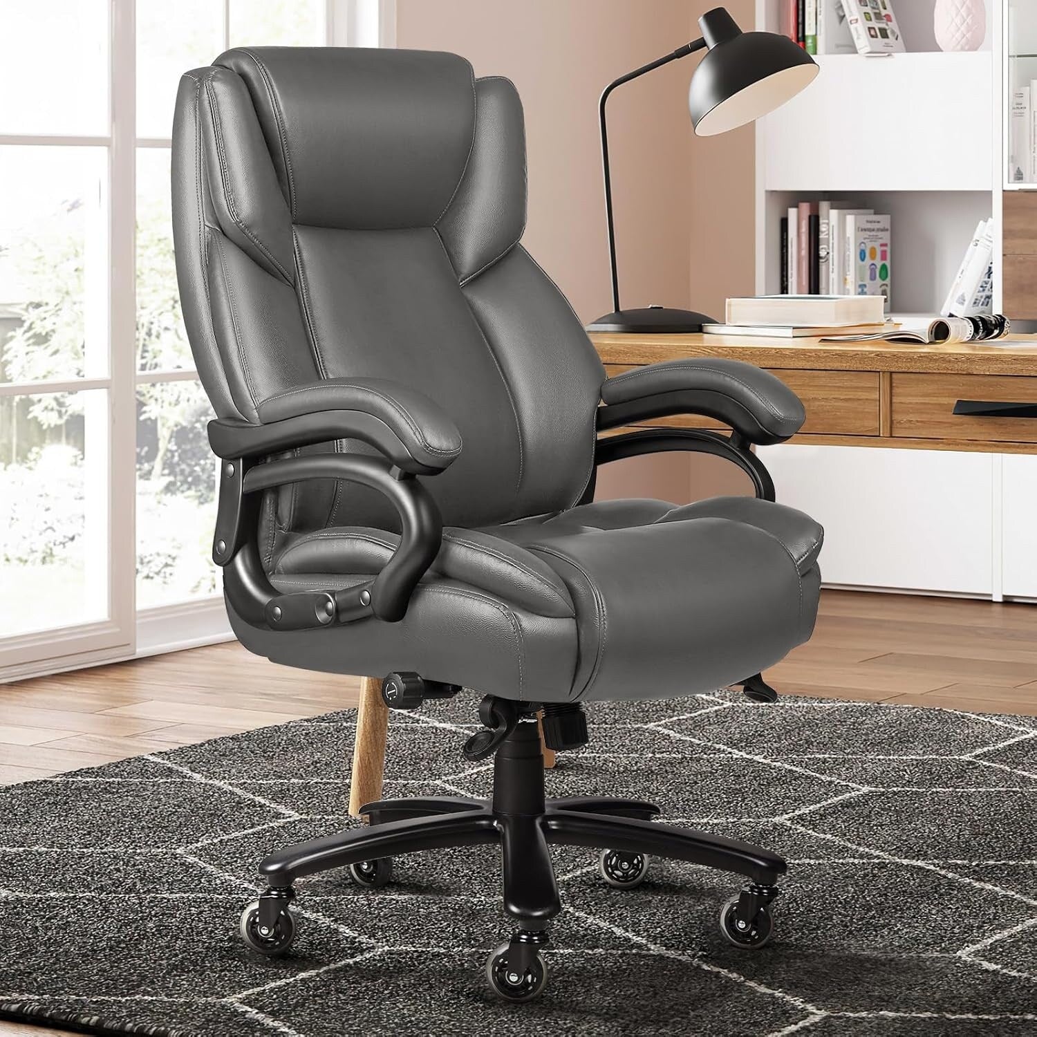 Bossin Big and Tall Executive Office Chair,500LBS Adjustable Lumbar Support Ergonomic Chair with High Back PU Leather Computer