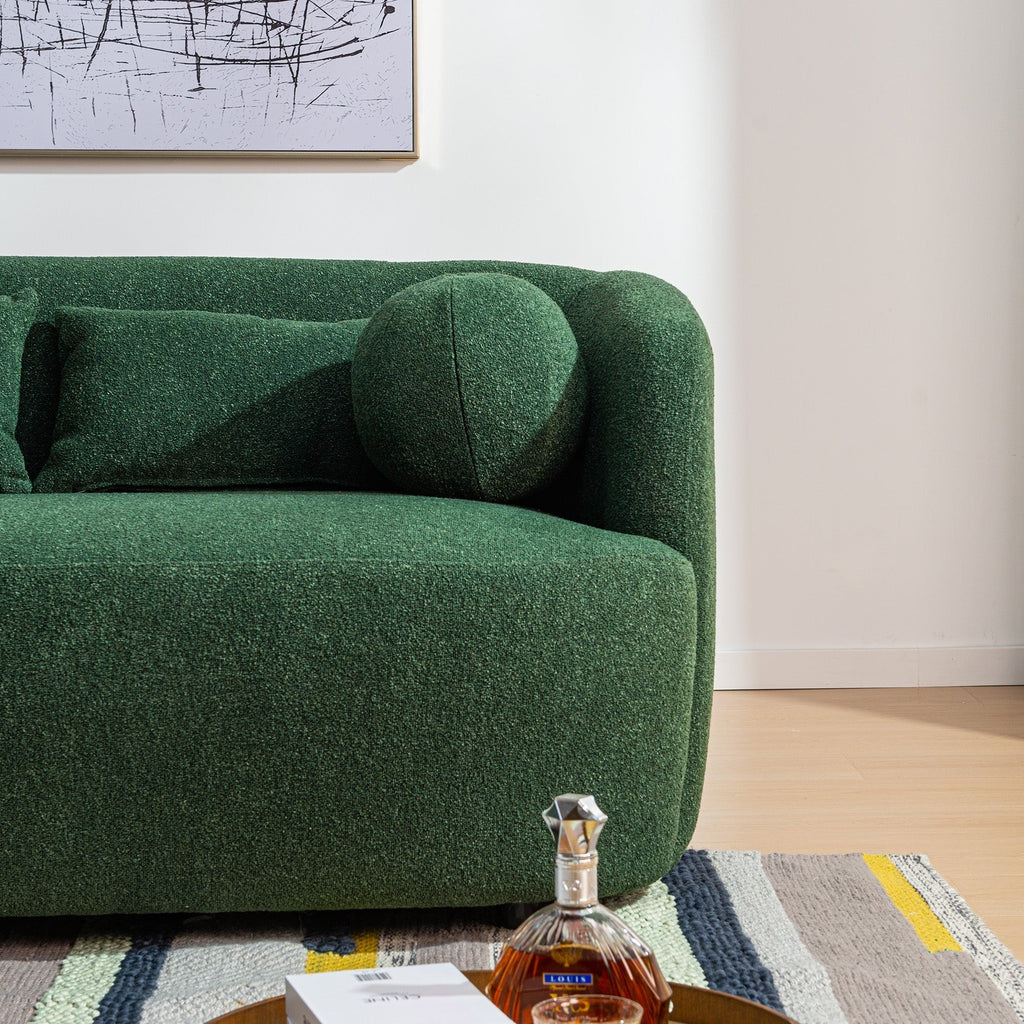 KINWELL Boucle Upholstered 2-Seats Loveseat with Pillows