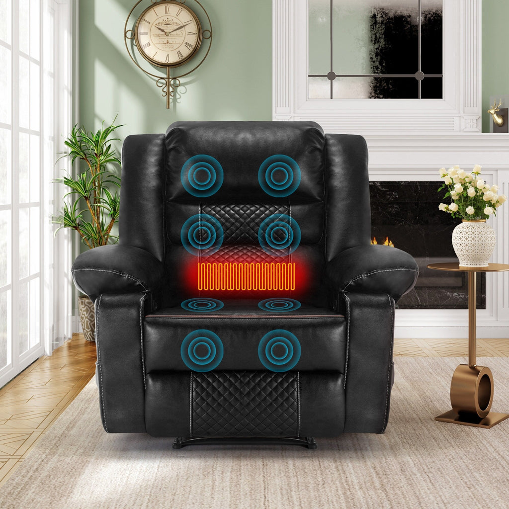 Brown Manual Recliner with 8-Point Massage, Heated Function, and Sturdy Frame for Living Room Comfort