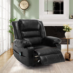 Brown Manual Recliner with 8-Point Massage, Heated Function, and Sturdy Frame for Living Room Comfort