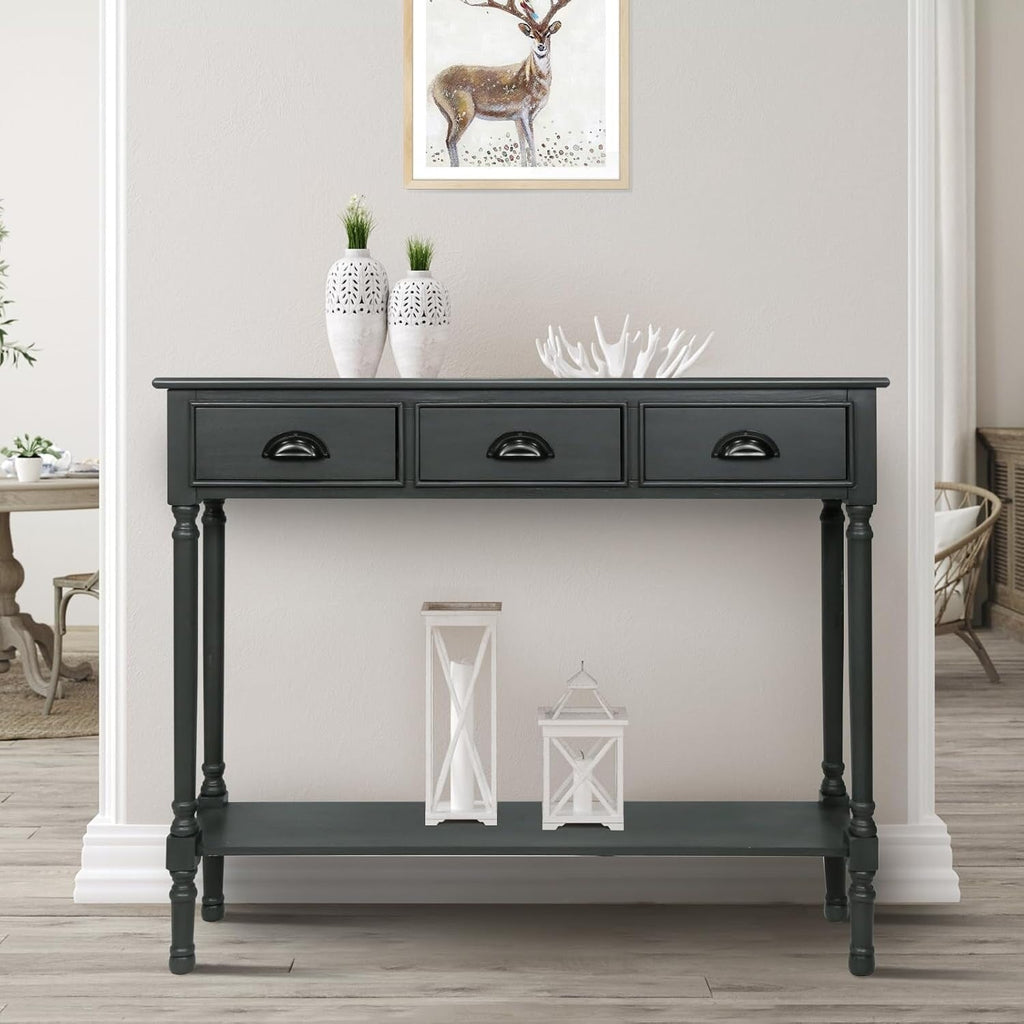 Burlington Wood 3-drawer Console Hallway Table