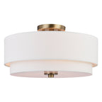 Burnaby Mid-Century Modern Ceiling Mount Light White Linen Drum Shade