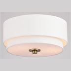 Burnaby Mid-Century Modern Ceiling Mount Light White Linen Drum Shade
