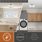 Burnaby Mid-Century Modern Ceiling Mount Light White Linen Drum Shade