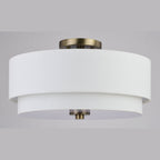 Burnaby Mid-Century Modern Ceiling Mount Light White Linen Drum Shade
