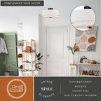 Burnaby Mid-Century Modern Ceiling Mount Light White Linen Drum Shade