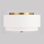 Burnaby Mid-Century Modern Ceiling Mount Light White Linen Drum Shade