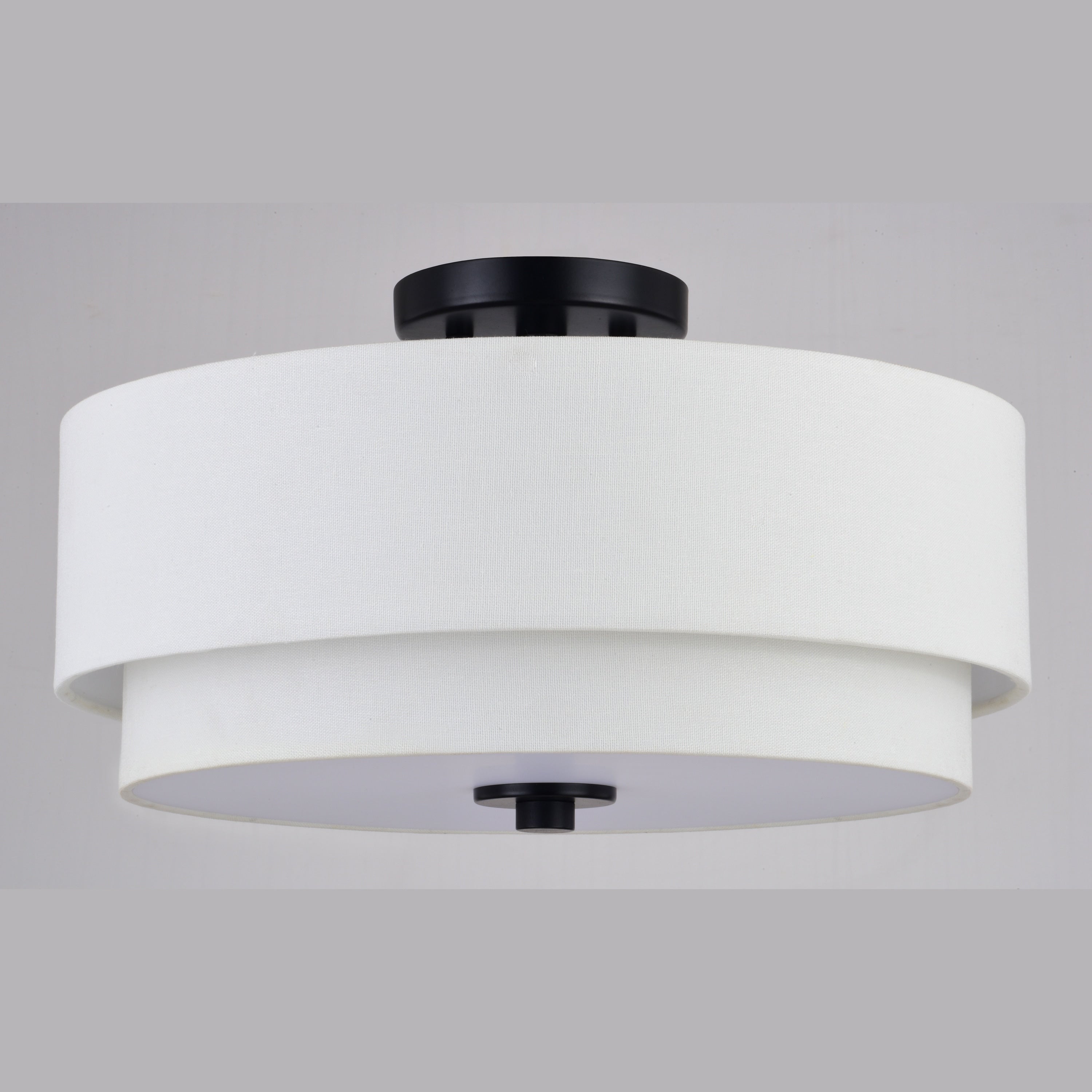 Burnaby Mid-Century Modern Ceiling Mount Light White Linen Drum Shade