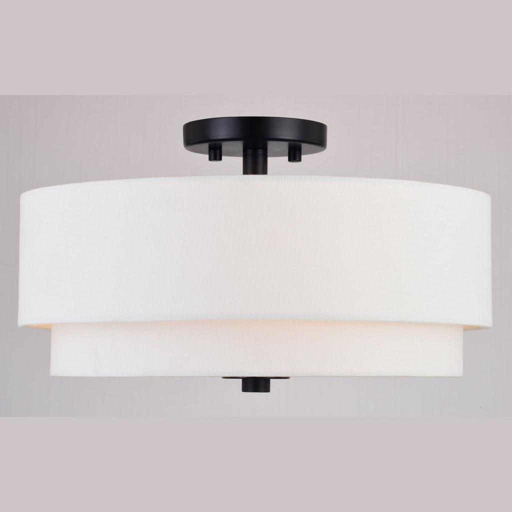Burnaby Mid-Century Modern Ceiling Mount Light White Linen Drum Shade