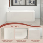 CB HOME 59''/67'' Freestanding Acrylic Soaking Bathtubs, Soaking Tubs Single Side Against The Wall, Left/Right Overflow