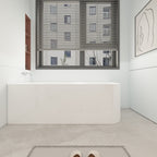 CB HOME 59''/67'' Freestanding Acrylic Soaking Bathtubs, Soaking Tubs Single Side Against The Wall, Left/Right Overflow