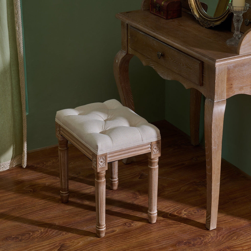 CO-Z French Vintage Upholstered Foot Stool and Vanity Stool