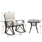 COSIEST 3-piece Outdoor Rocking Chair Chat Set with Side Table
