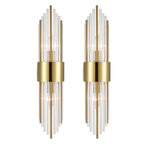 Cabrera Modern Metal Wall Sconce with Beautiful Crystal Clear Glass Rods for Bathroom Set of 2