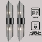 Cabrera Modern Metal Wall Sconce with Beautiful Crystal Clear Glass Rods for Bathroom Set of 2
