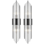 Cabrera Modern Metal Wall Sconce with Beautiful Crystal Clear Glass Rods for Bathroom Set of 2