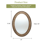 Cameo Wood Framed 32-Inch Oval Wall Mirror, Bathroom Wall Mirror - 31.89 H x 24 W x 1.26 D