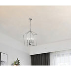 Candle Style Lantern Pendant Stairway or Kitchen Island Open Cage Chandelier - N/A