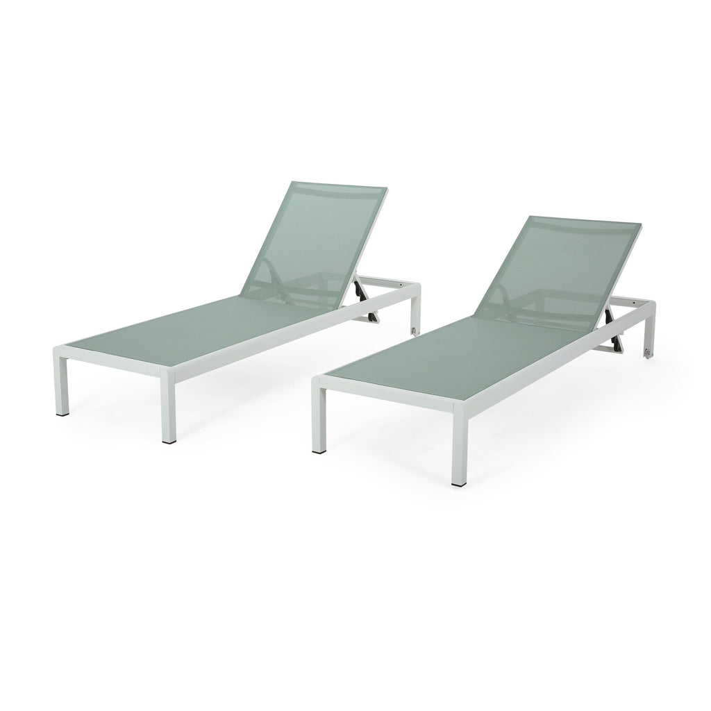 Cape Coral Outdoor Aluminum Chaise Lounge (Set of 2) by Christopher Knight Home - 77.56 D x 25.20 W x 11.80 H