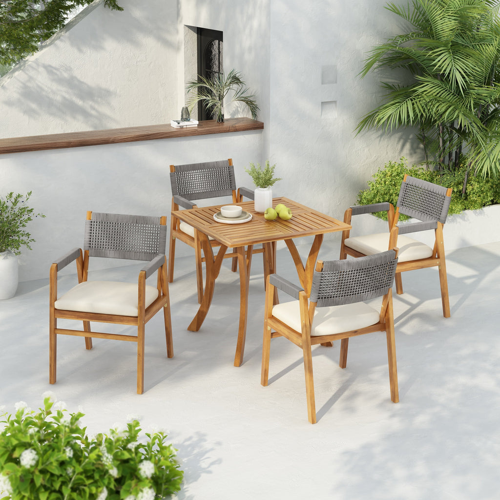 Captef Outdoor 5-piece acacia wood Dining Set by Christopher Knight Home