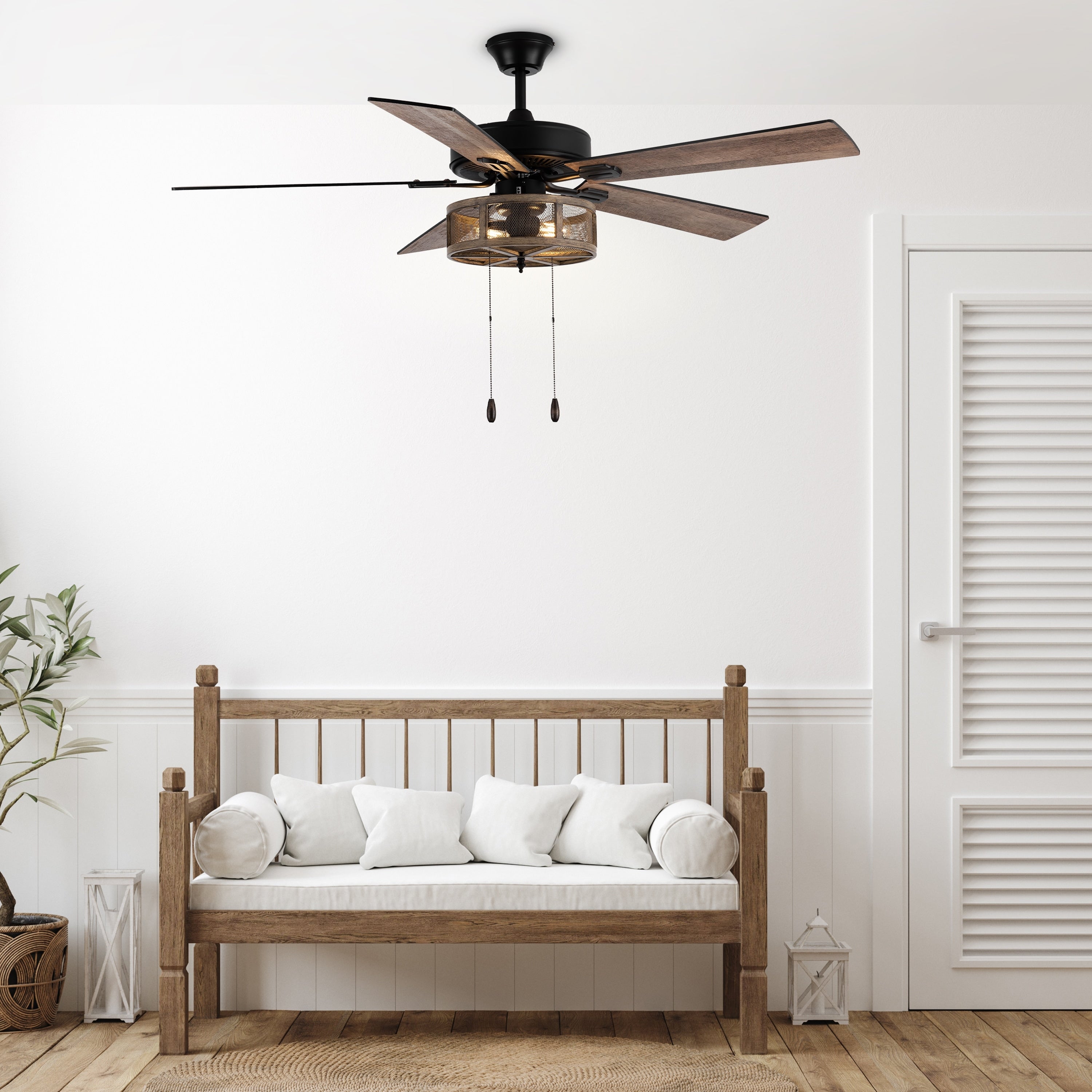 52 Carbon Loft Brushed Metal Farmhouse LED Ceiling Fan