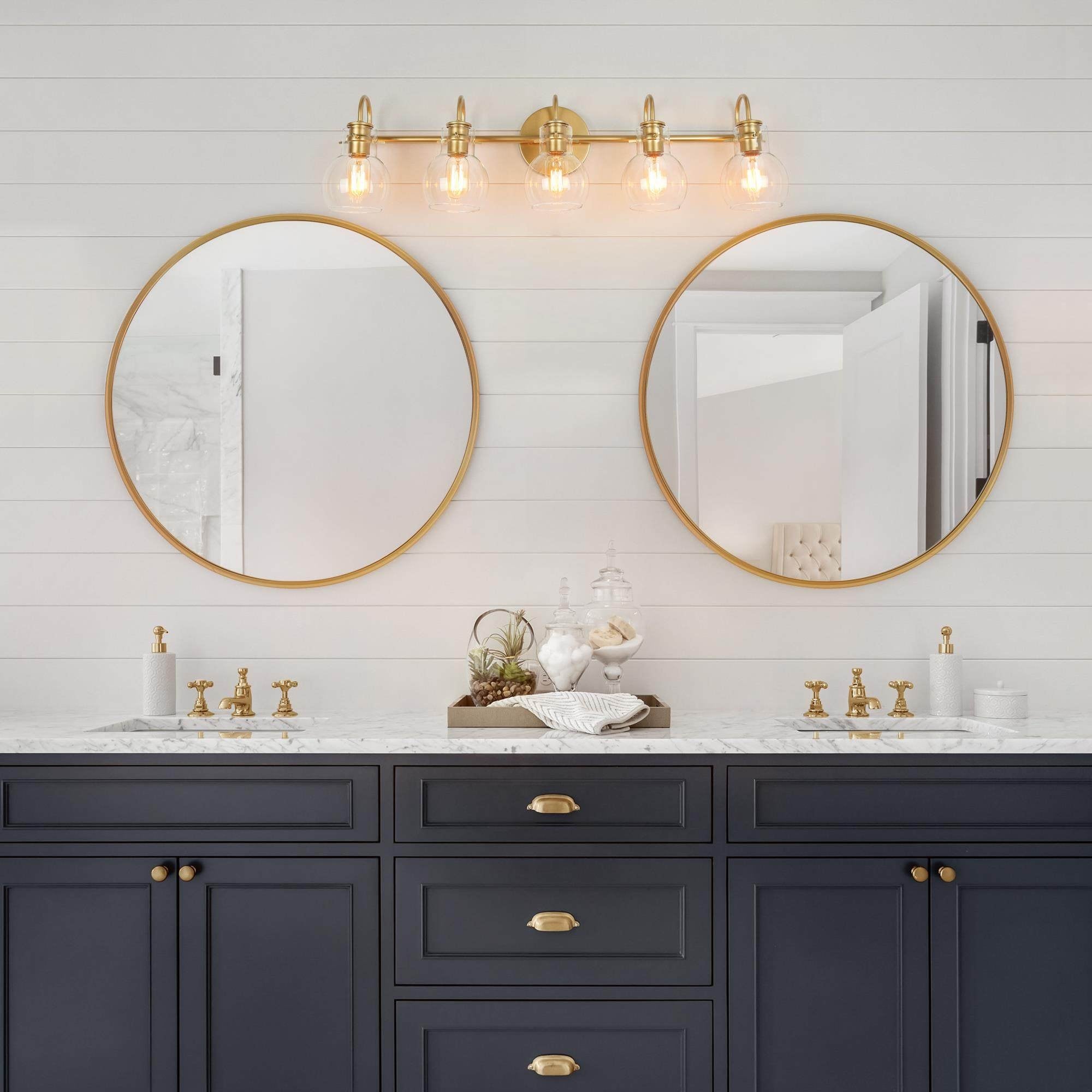 Modern Gold 3-Light Bathroom Vanity Light Orb Glass Wall Sconce