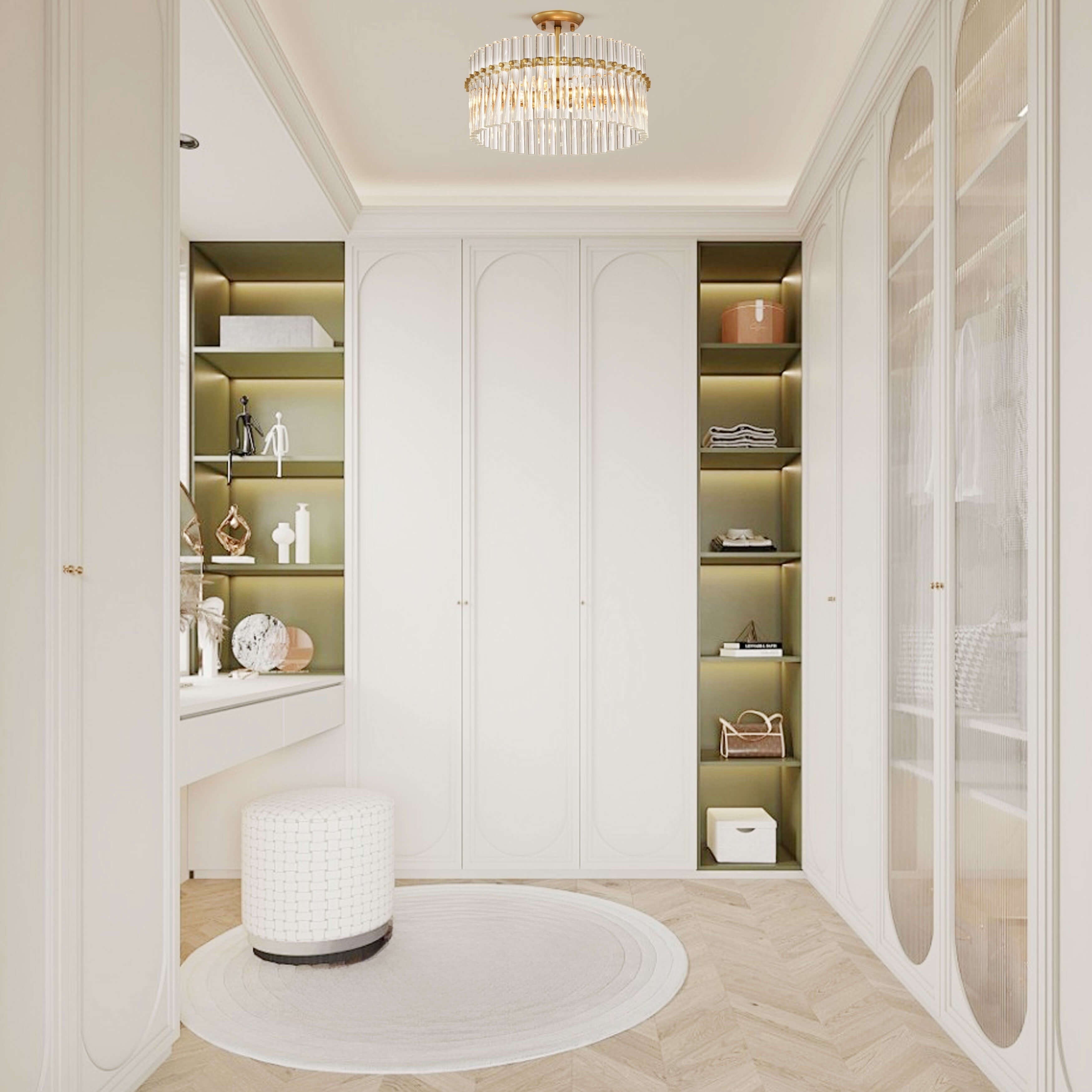 Casandra 4-light Brushed Brass Crystal Flush Mount