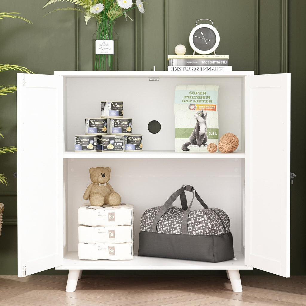 Cat Litter Box Enclosure Cat House Side Table Door Cabinet Bookcase