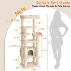 Cat Tree, Multi-Level Cat Tower Condo with Scrating Post