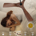 Ceiling Fan Light, 52 Ceiling Fan w/ Remote, LED Dimmable Tri-Color Temperature