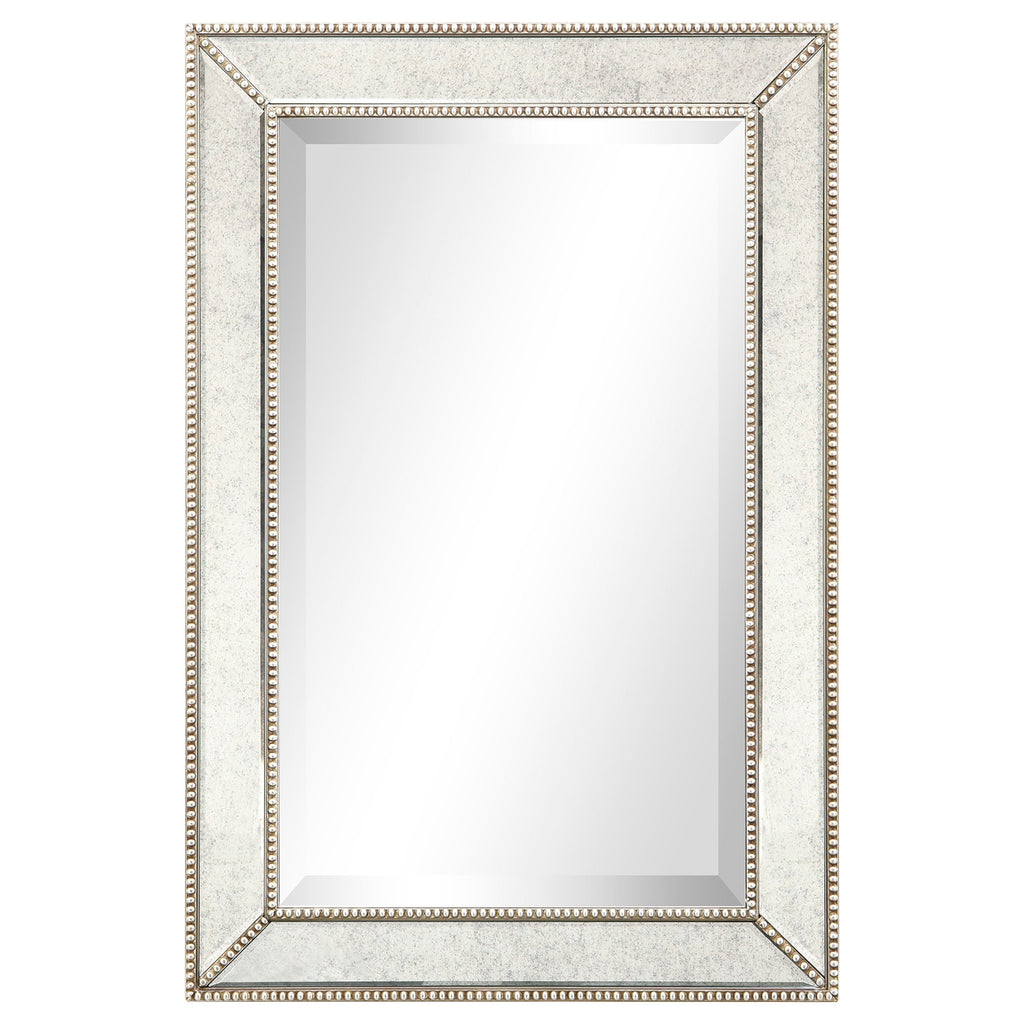 Champagne Bead Beveled Rectangular Wall Mirror - Clear