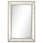 Champagne Bead Beveled Rectangular Wall Mirror - Clear