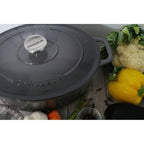 Chasseur 3.8-quart Caviar-Grey Enameled Cast Iron Oval Dutch Oven