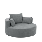 Chenille Accent Barrel Chair Lounge Chair, Round Sofa Chair Armchair with 360-Degree Swivel Base and 3 Removable Pillows