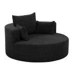 Chenille Accent Barrel Chair Lounge Chair, Round Sofa Chair Armchair with 360-Degree Swivel Base and 3 Removable Pillows