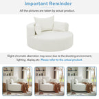 Chenille Accent Barrel Chair Lounge Chair, Round Sofa Chair Armchair with 360-Degree Swivel Base and 3 Removable Pillows
