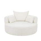 Chenille Accent Barrel Chair Lounge Chair, Round Sofa Chair Armchair with 360-Degree Swivel Base and 3 Removable Pillows