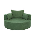Chenille Accent Barrel Chair Lounge Chair, Round Sofa Chair Armchair with 360-Degree Swivel Base and 3 Removable Pillows
