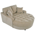 Chenille Chaise Lounge Sofa Bed, Upholstered Sofa Couch with Tufted Backrest and 2 Detachable Pillows for Living Room