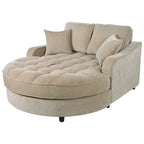 Chenille Chaise Lounge Sofa Bed, Upholstered Sofa Couch with Tufted Backrest and 2 Detachable Pillows for Living Room