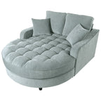 Chenille Chaise Lounge Sofa Bed, Upholstered Sofa Couch with Tufted Backrest and 2 Detachable Pillows for Living Room